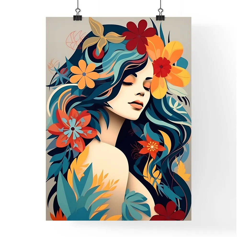 Woman With Flowers In Her Hair Art Prin Poster