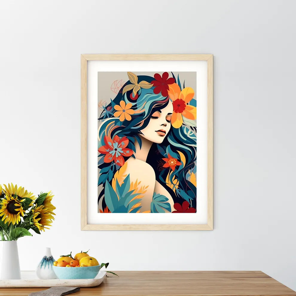 Woman With Flowers In Her Hair Art Prin - Kitchen Hangings