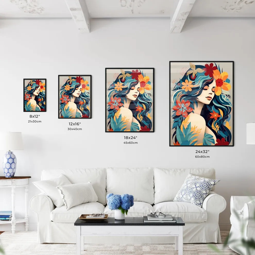 Woman With Flowers In Her Hair Art Prin Wall Art