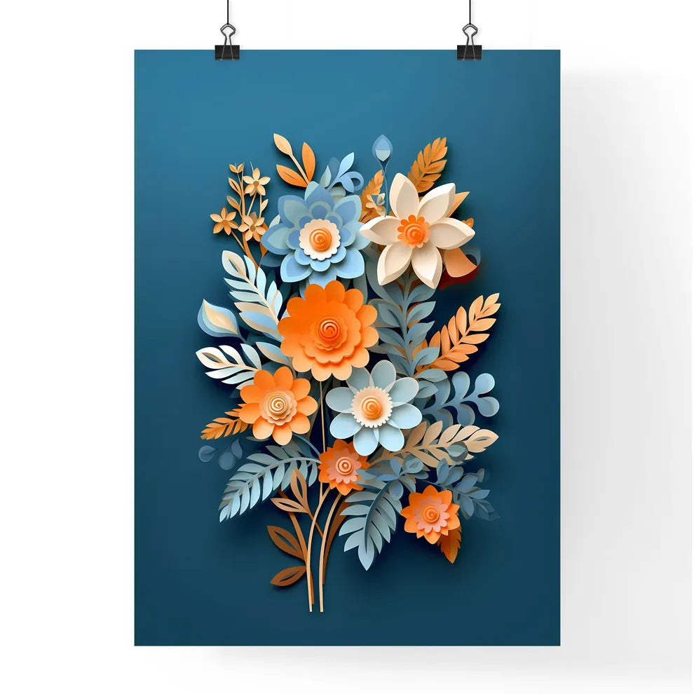 Paper Cut Out Of Flowers Art Prin Poster