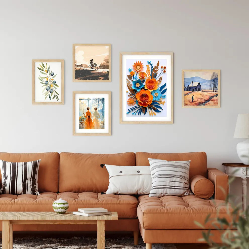 Paper Cut Out Of Flowers Art Prin Framed Print