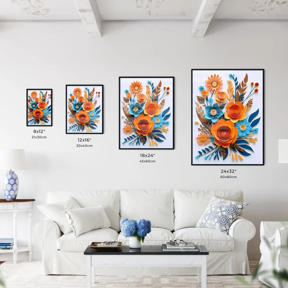 Paper Cut Out Of Flowers Art Prin Wall Art