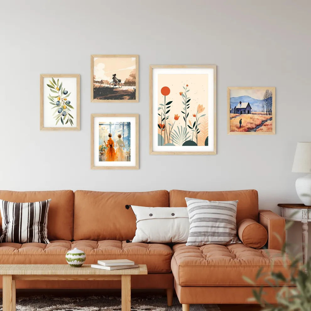 Painting Of Flowers And Leaves Art Prin Framed Print