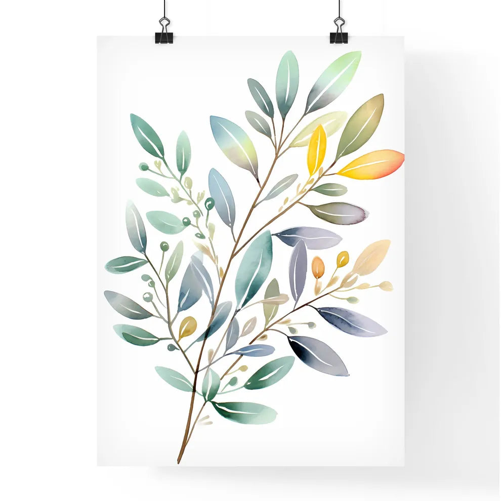 Colorful Leafy Branch With Leaves Art Prin Poster
