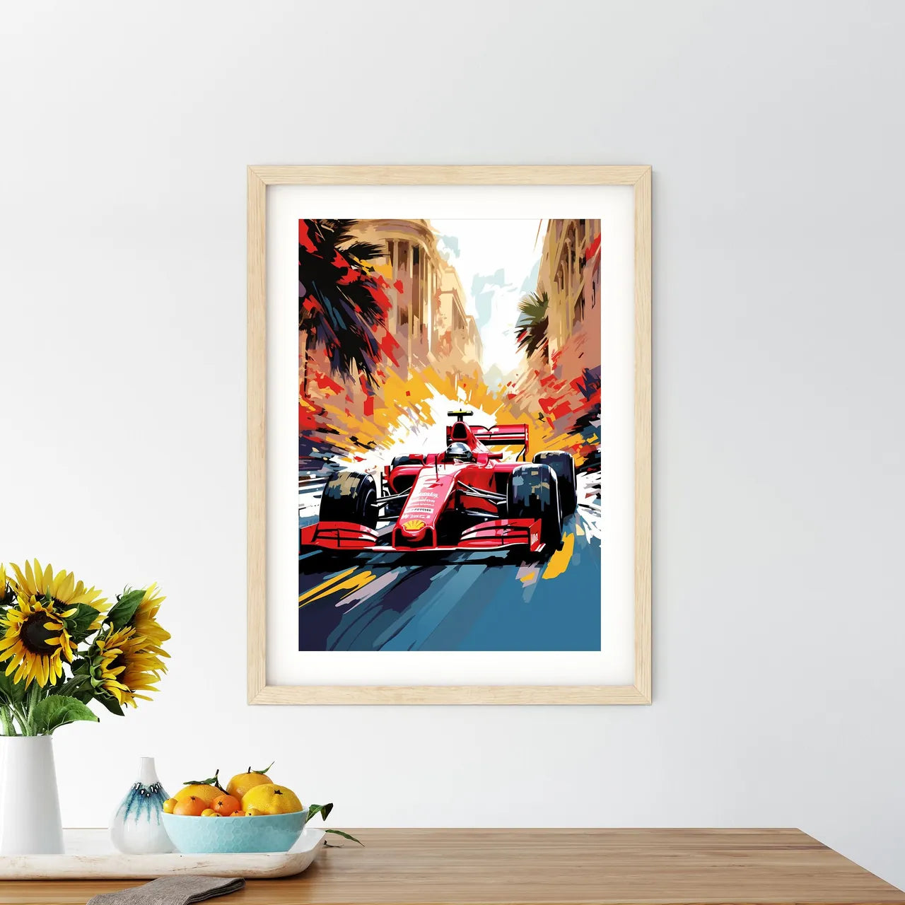 Red Race Car On A Road Art Prin - Kitchen Hangings