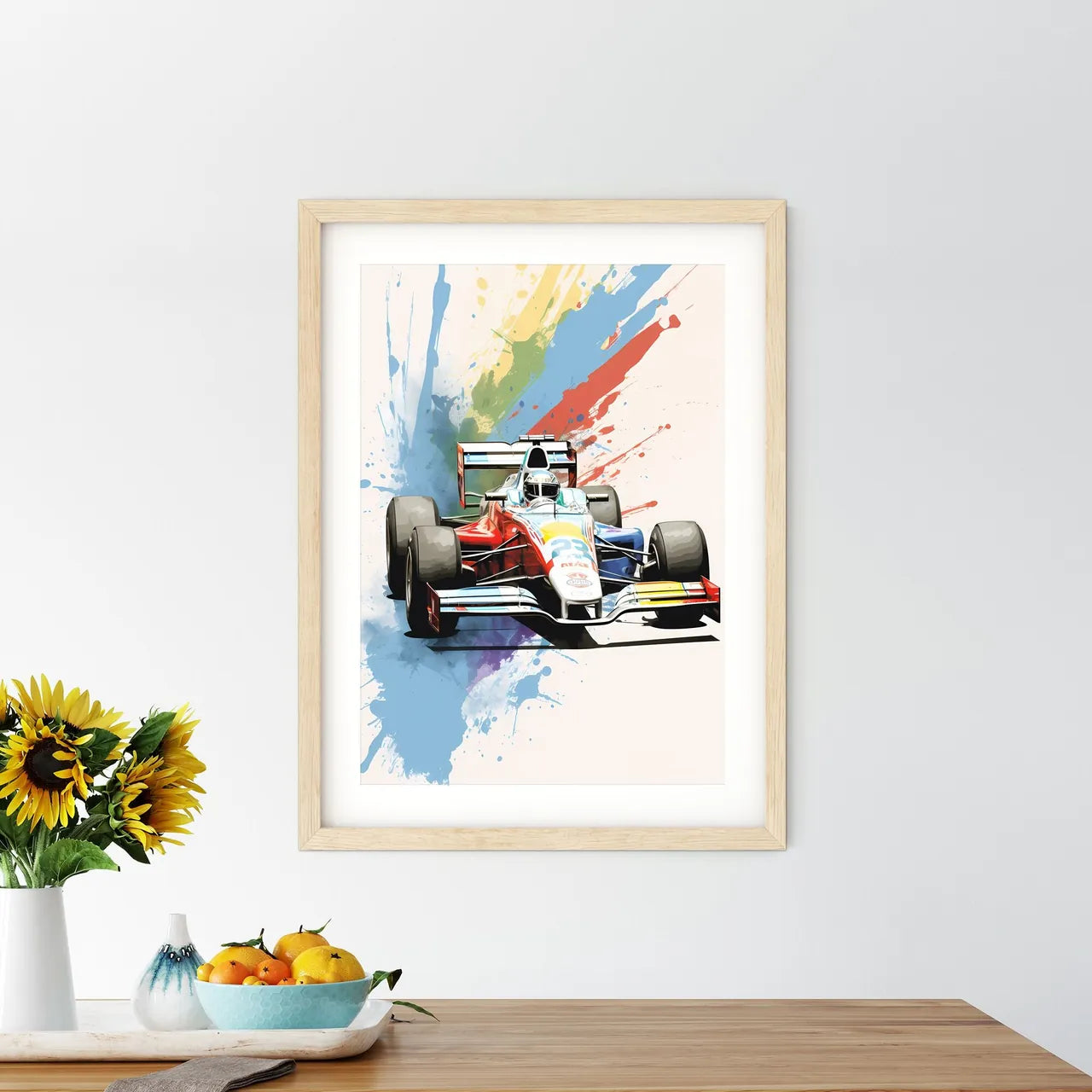 Race Car With Paint Splashes Art Prin - Kitchen Hangings