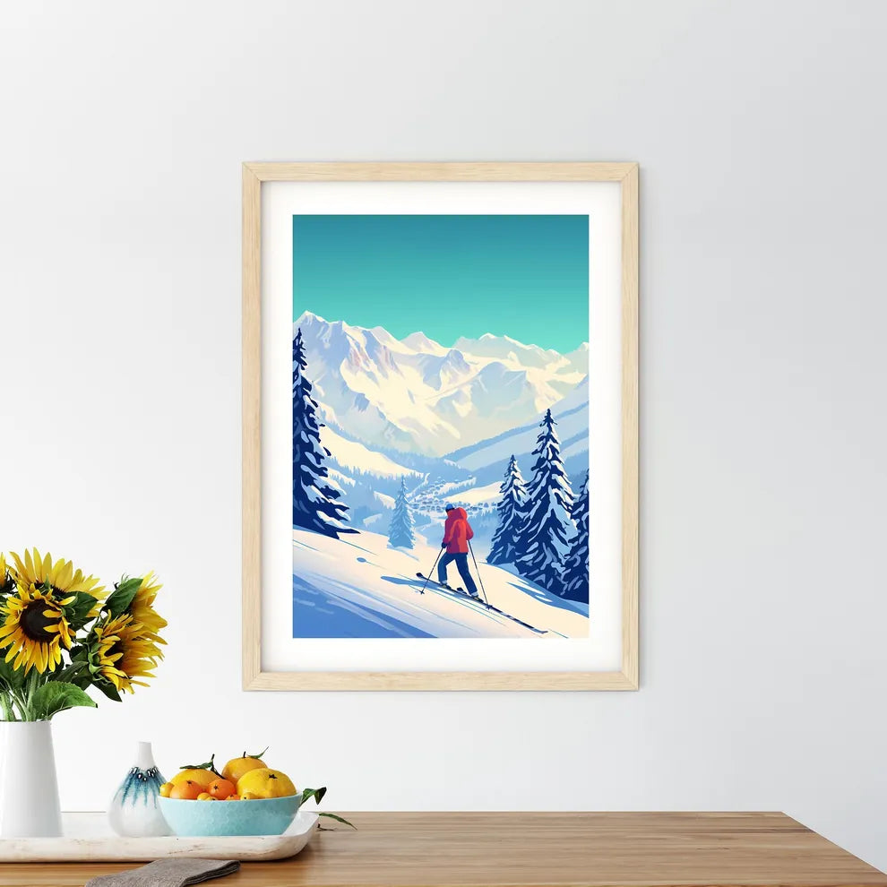 Person Skiing On A Snowy Mountain Art Prin - Kitchen Hangings