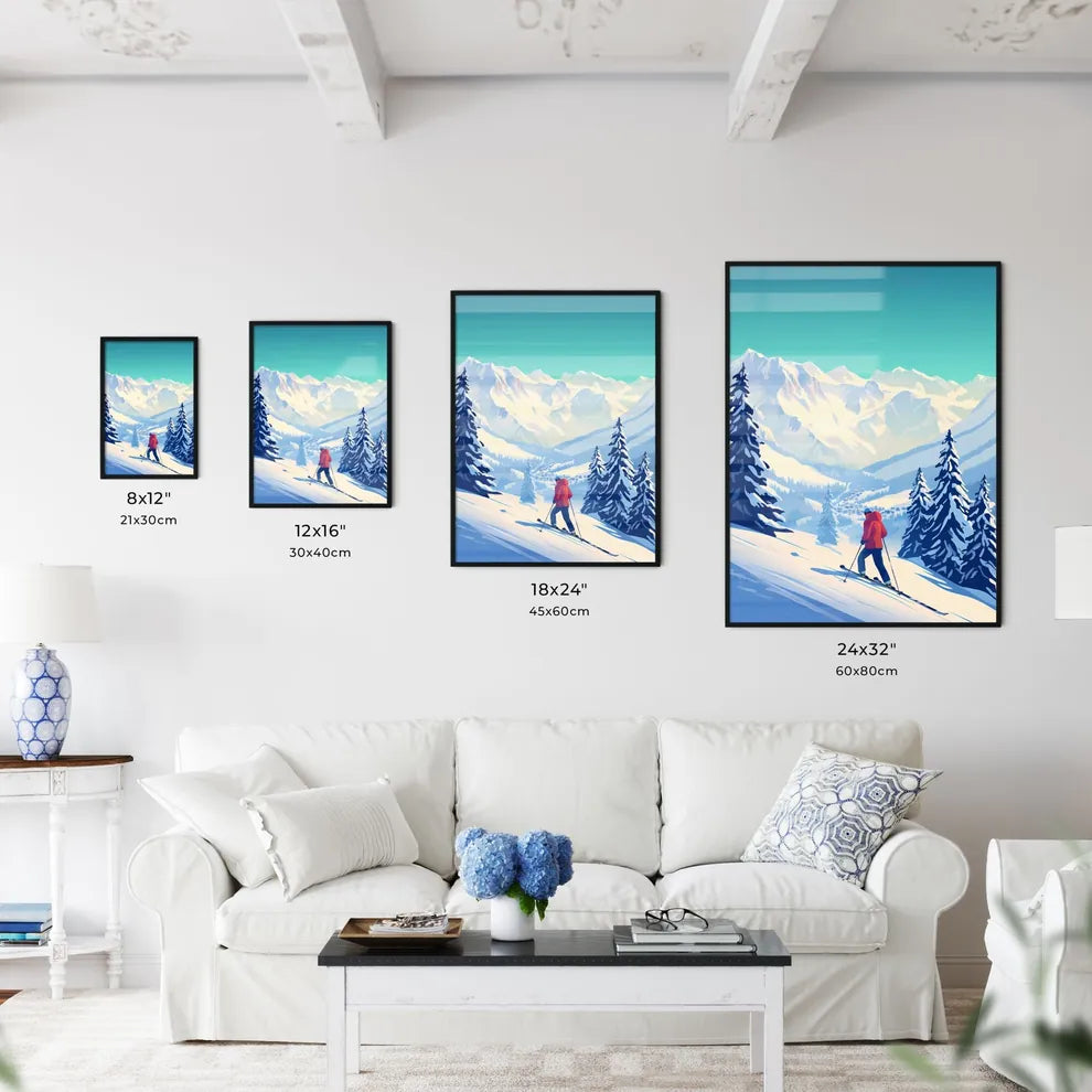 Person Skiing On A Snowy Mountain Art Prin Wall Art