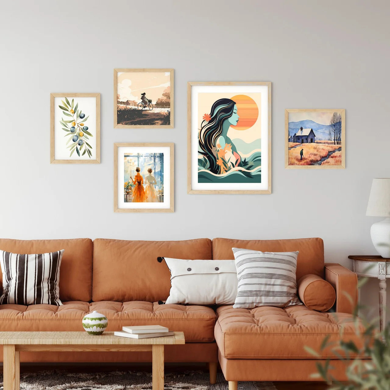 Woman With Long Hair And Flowers In Front Of Framed Print