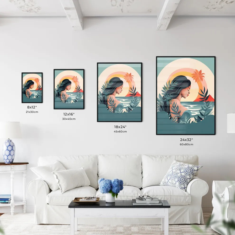 Woman With Her Eyes Closed In Front Of A Bea Wall Art