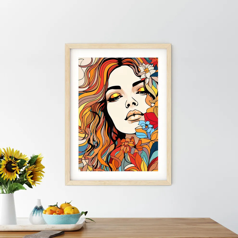 Woman With Colorful Hair Art Prin - Kitchen Hangings
