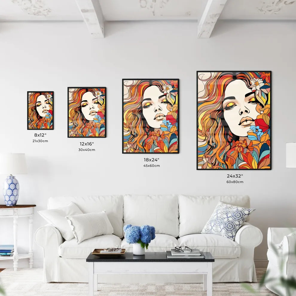 Woman With Colorful Hair Art Prin Wall Art