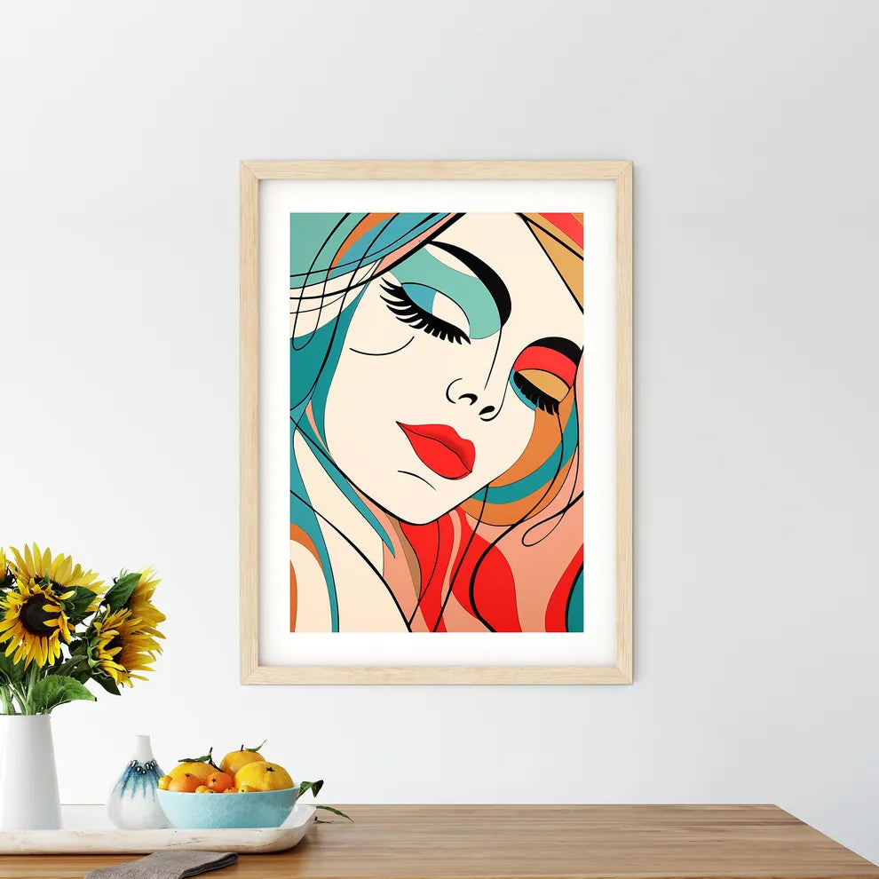 Woman With Colorful Hair Art Prin - Kitchen Hangings