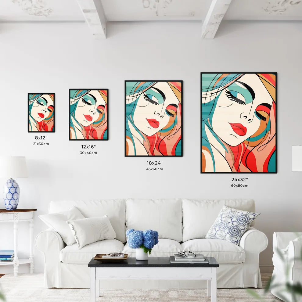 Woman With Colorful Hair Art Prin Wall Art