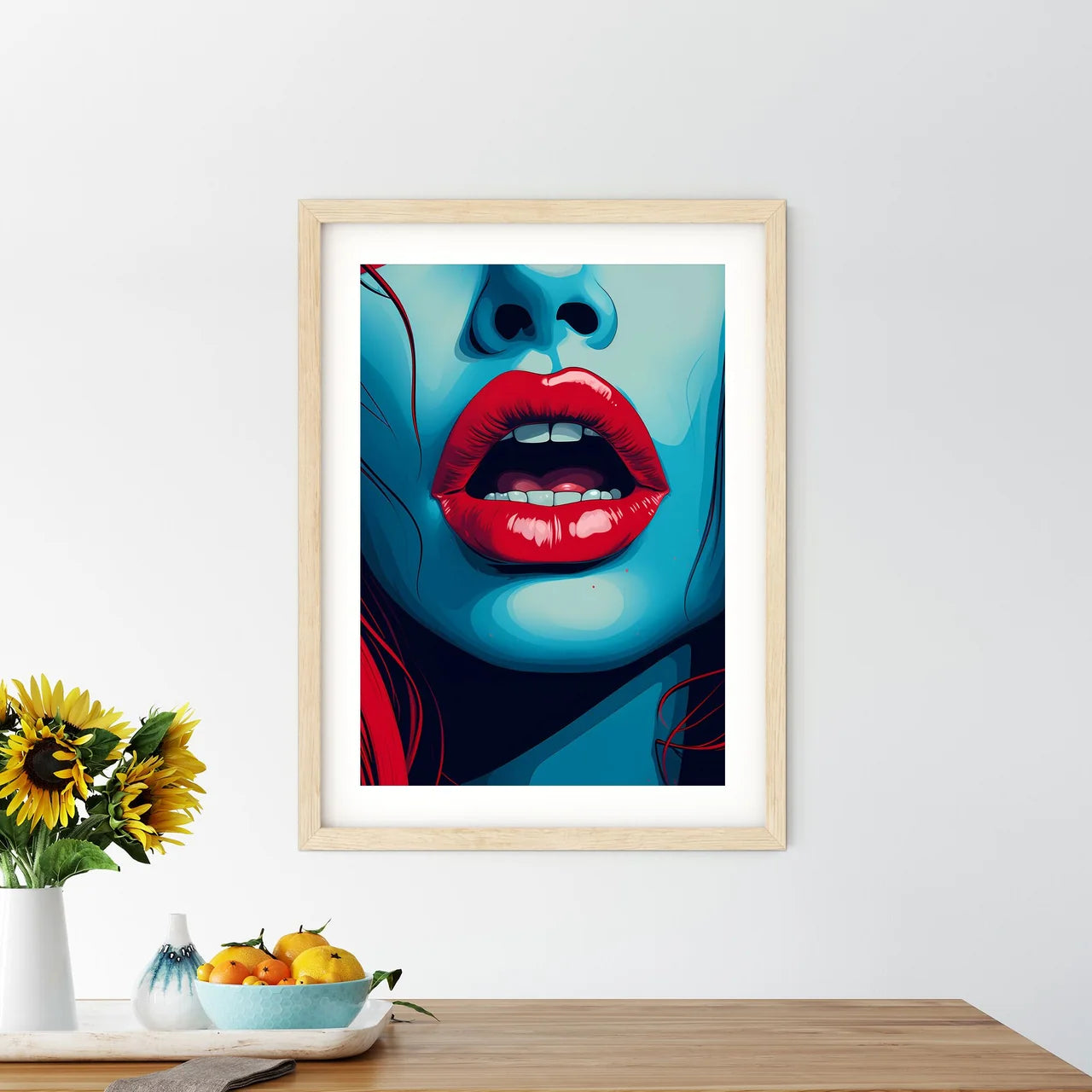 Close Up Of A Womans Lips Art Prin - Kitchen Hangings
