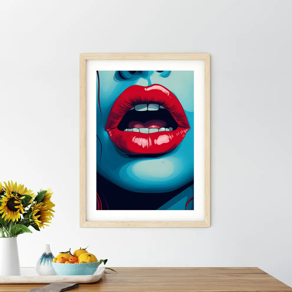 Close Up Of A Womans Lips Art Prin - Kitchen Hangings