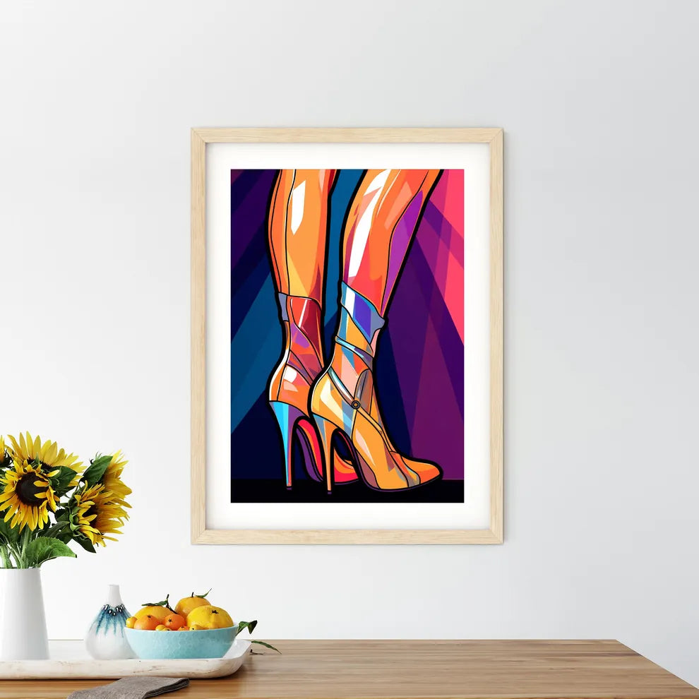 Cartoon Of Legs Wearing High Heels Art Prin - Kitchen Hangings