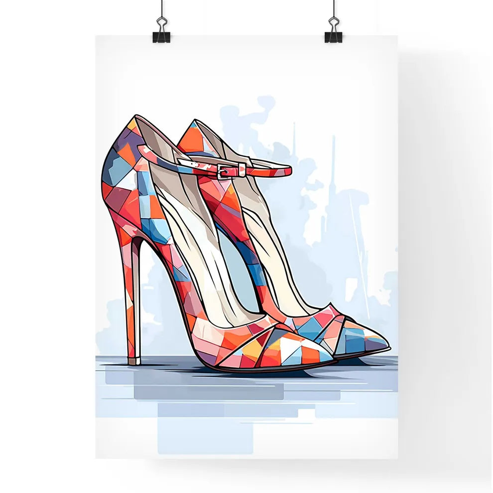 Colorful High Heeled Shoes Art Prin Poster