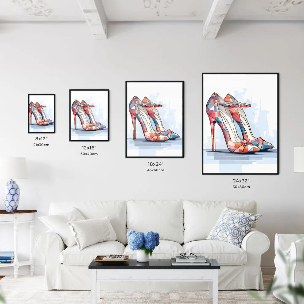 Colorful High Heeled Shoes Art Prin Wall Art