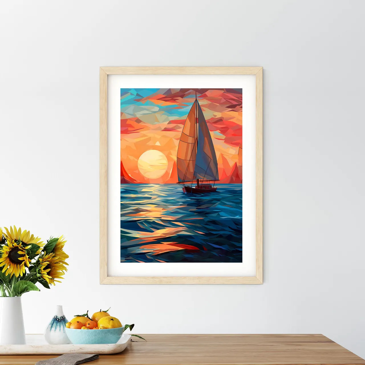 Painting Of A Sailboat In The Ocean Art Prin - Kitchen Hangings