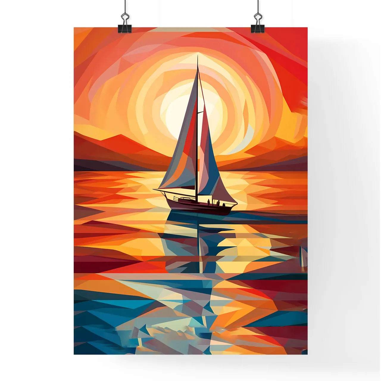 Painting Of A Sailboat In The Water Art Prin Poster
