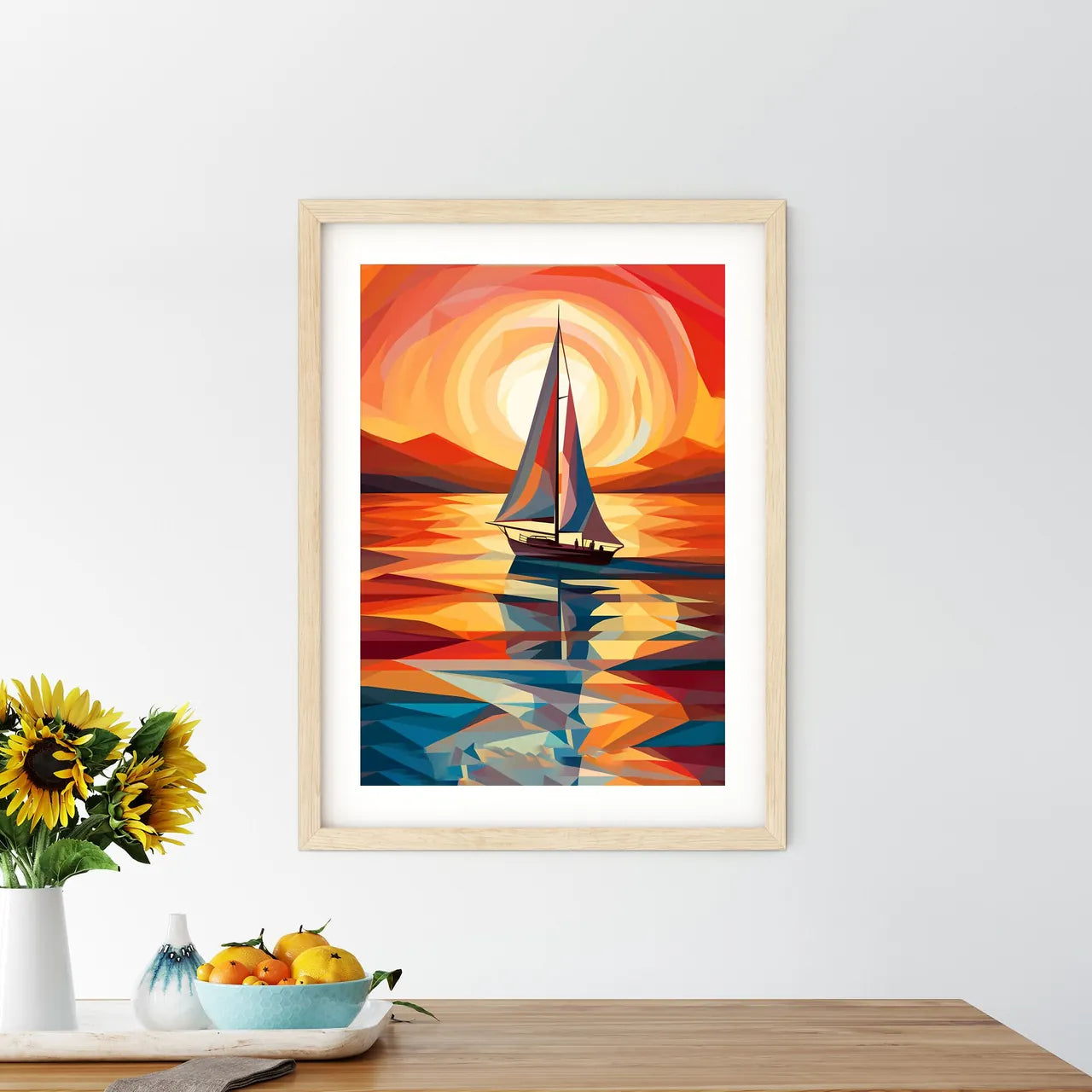 Painting Of A Sailboat In The Water Art Prin - Kitchen Hangings
