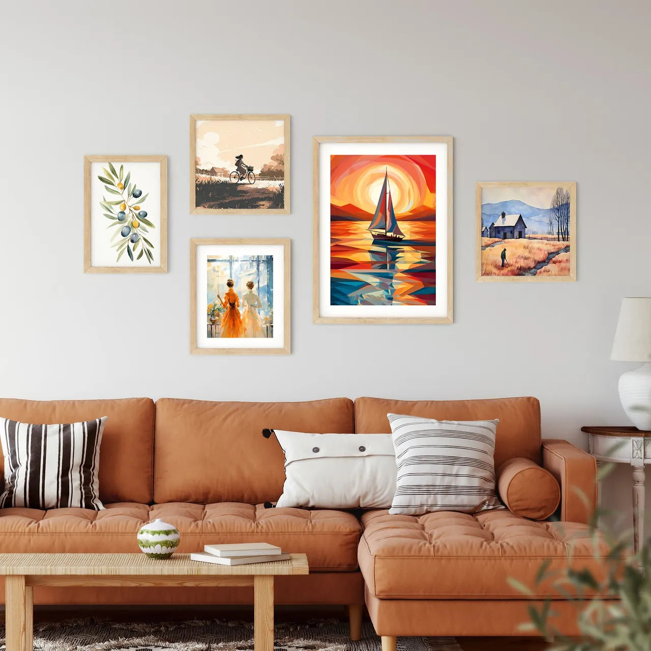 Painting Of A Sailboat In The Water Art Prin Framed Print