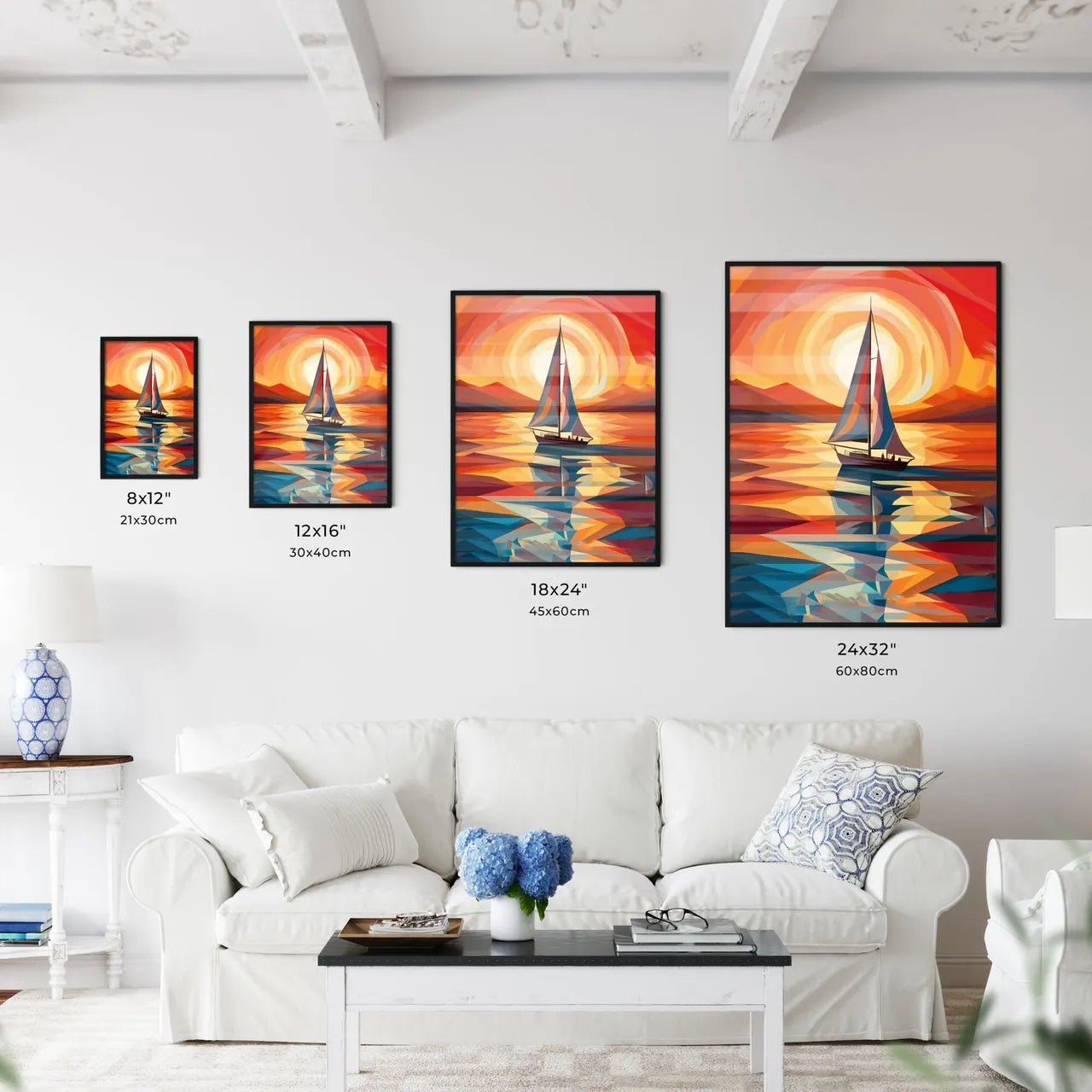 Painting Of A Sailboat In The Water Art Prin Wall Art