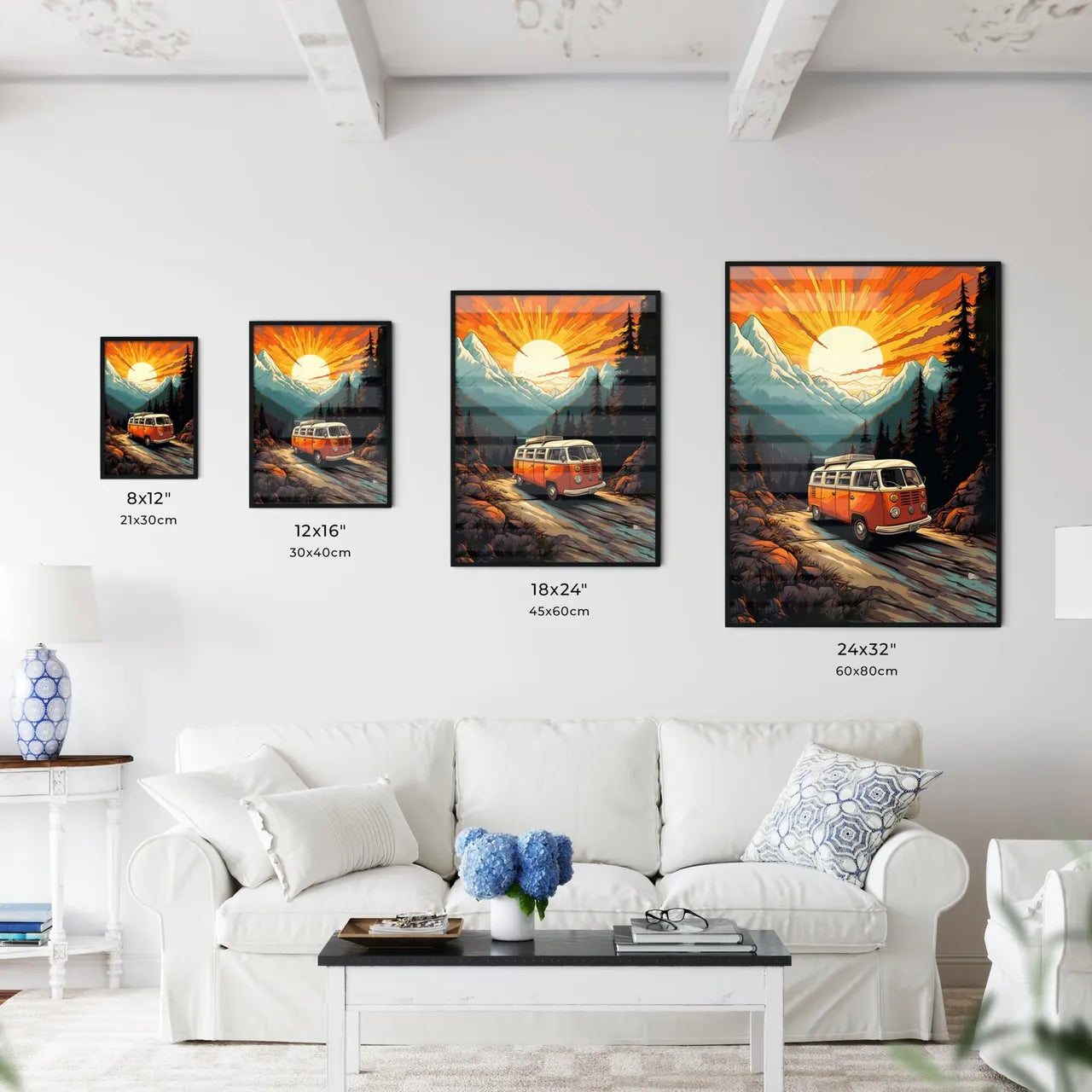 Van On A Road In A Mountain Forest Art Prin Wall Art