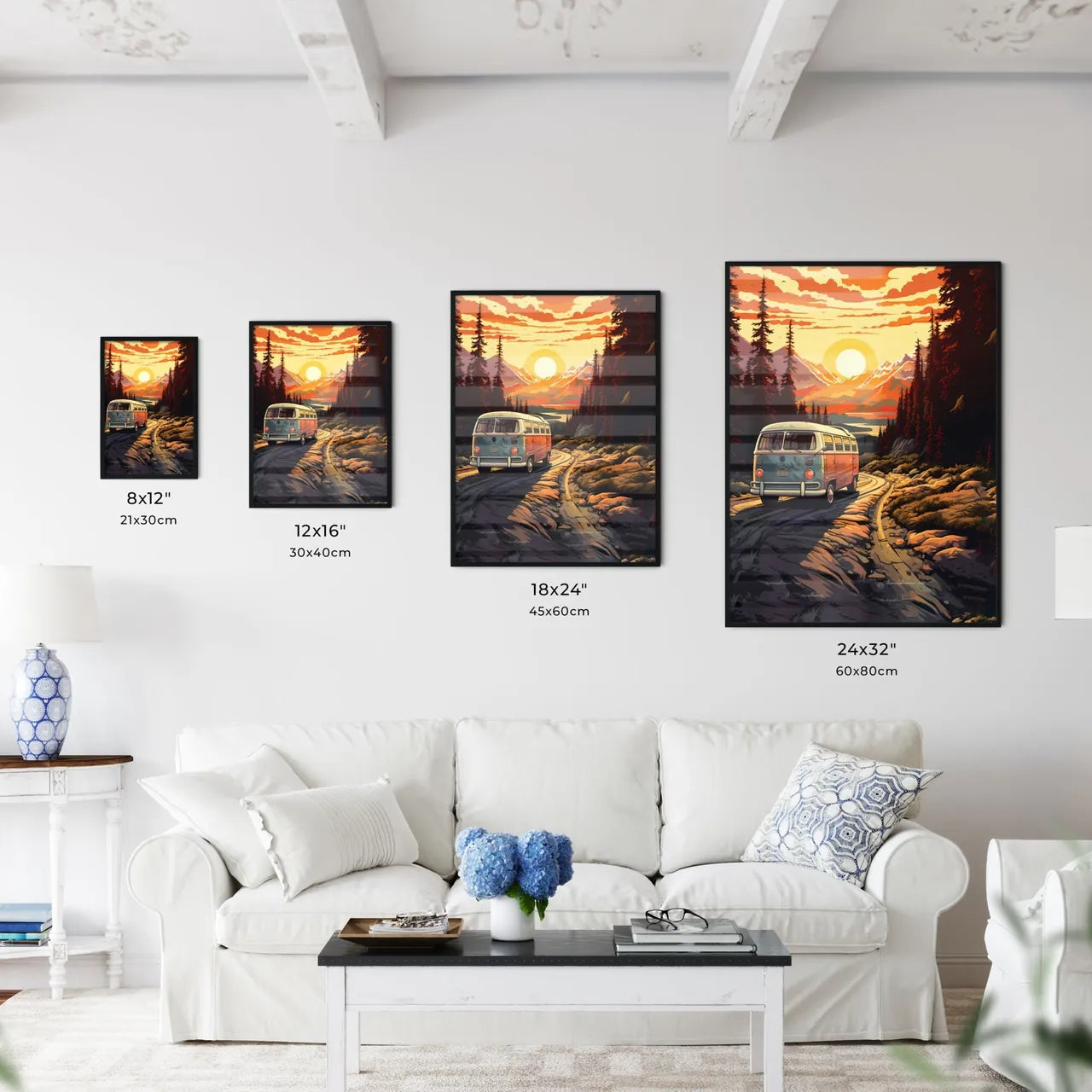 Van On A Road In A Forest Art Prin Wall Art