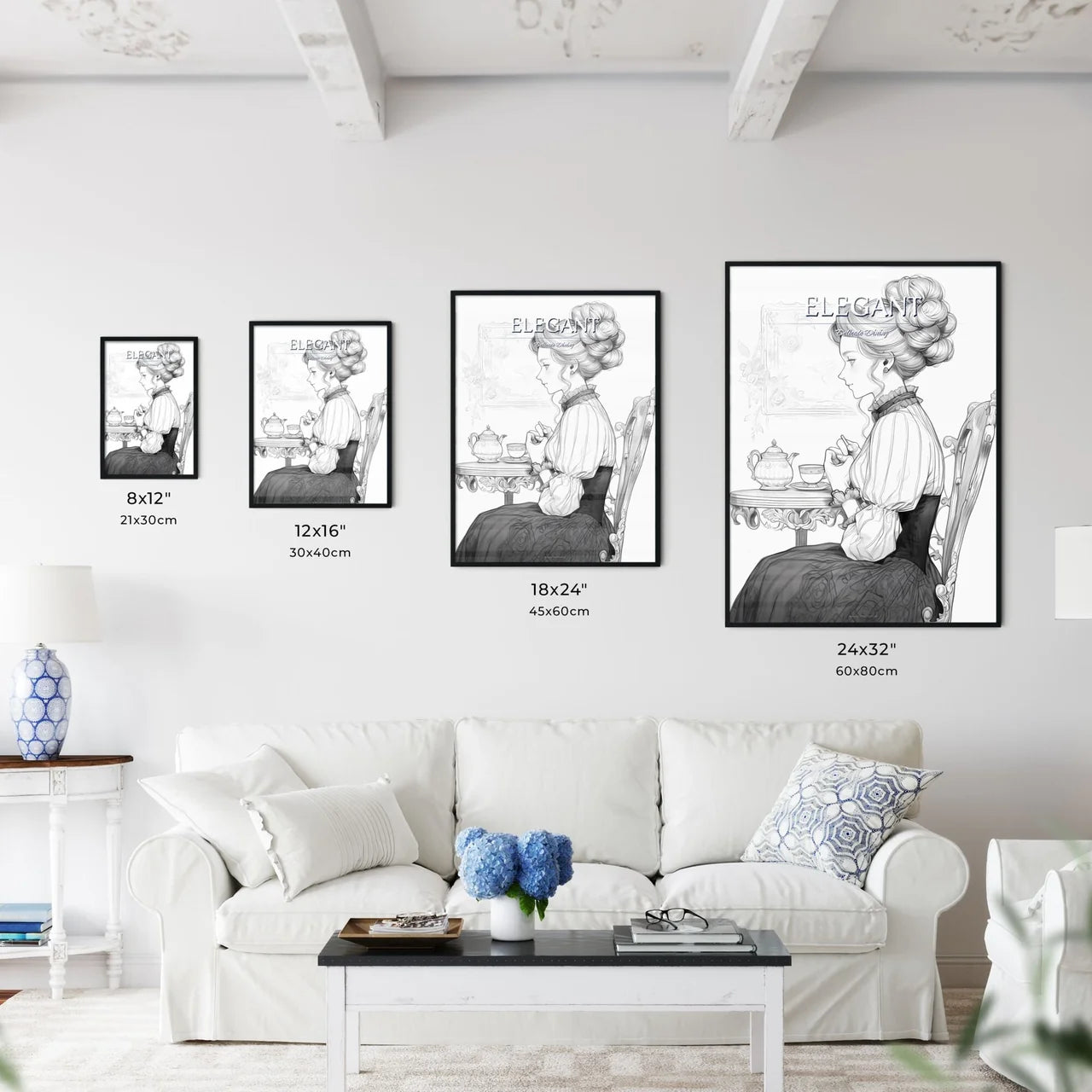 Woman Sitting At A Table Art Prin - Kitchen Hangings