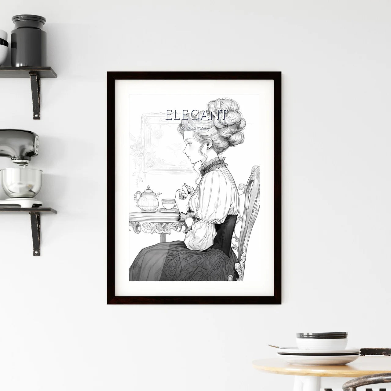 Woman Sitting At A Table Art Prin Framed Print