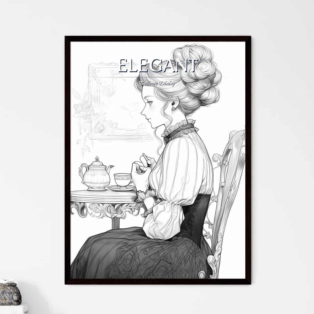 Woman Sitting At A Table Art Prin - Framed Art Print