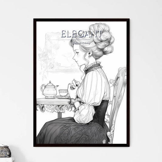 Woman Sitting At A Table Art Prin - Framed Art Print