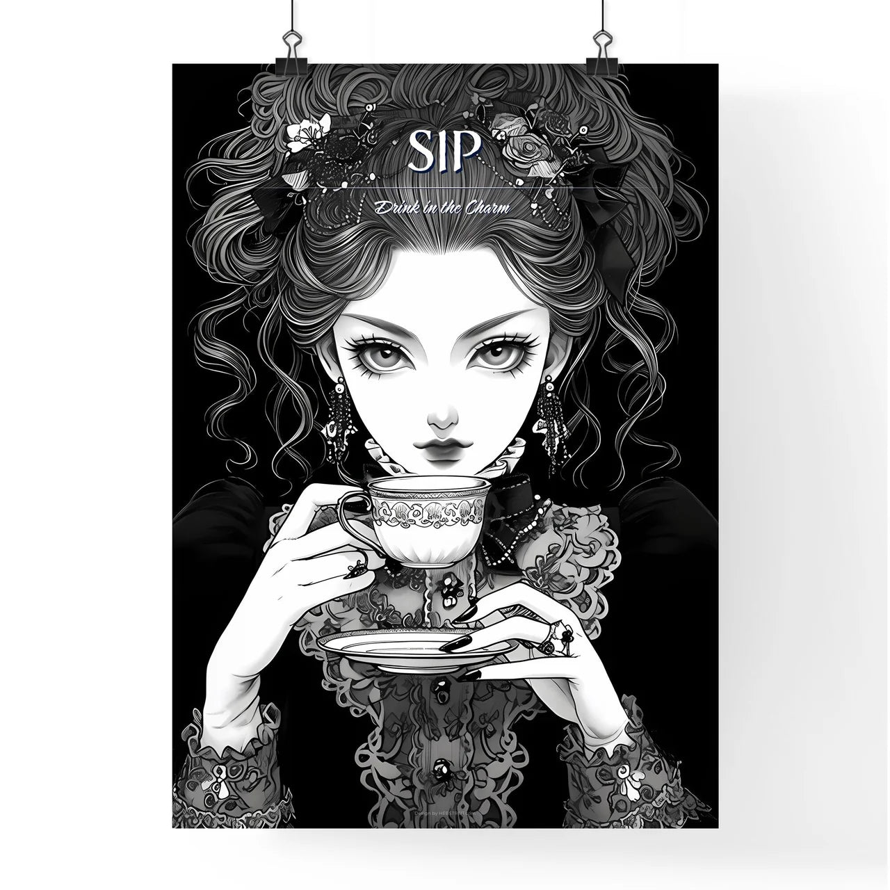 Cartoon Of A Woman Holding A Tea Cup Art Pri Poster