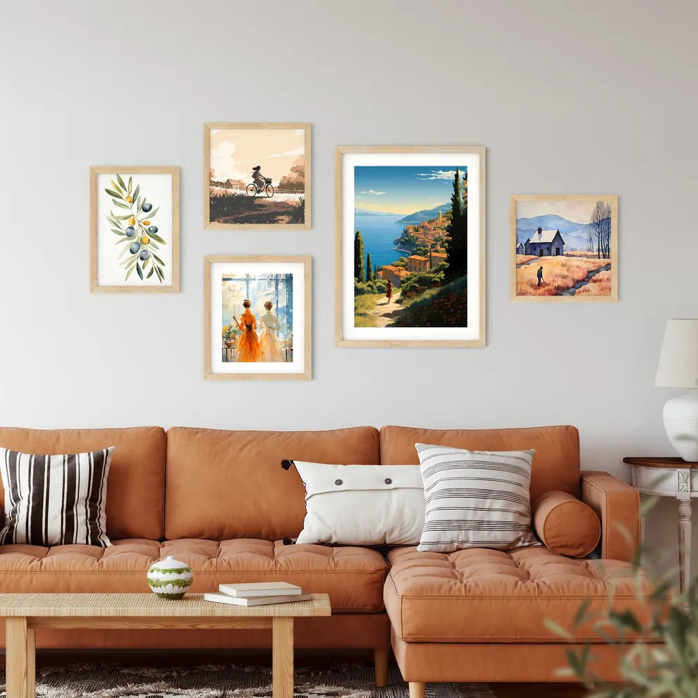 Woman Standing On A Hill Overlooking A Body Of Water Art Print Custom Print