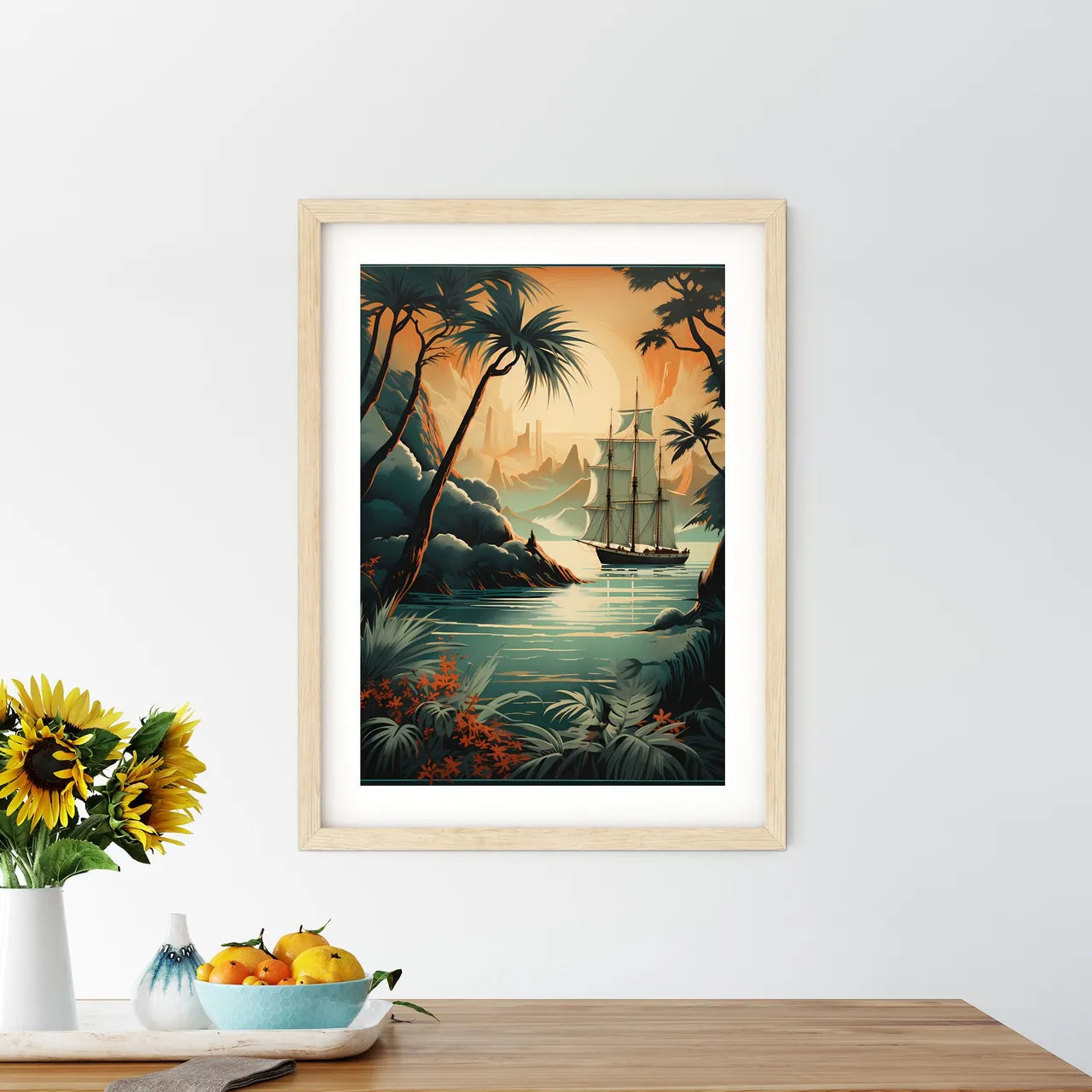 Poster Of A Sailboat In The Ocean Art Prin - Kitchen Hangings