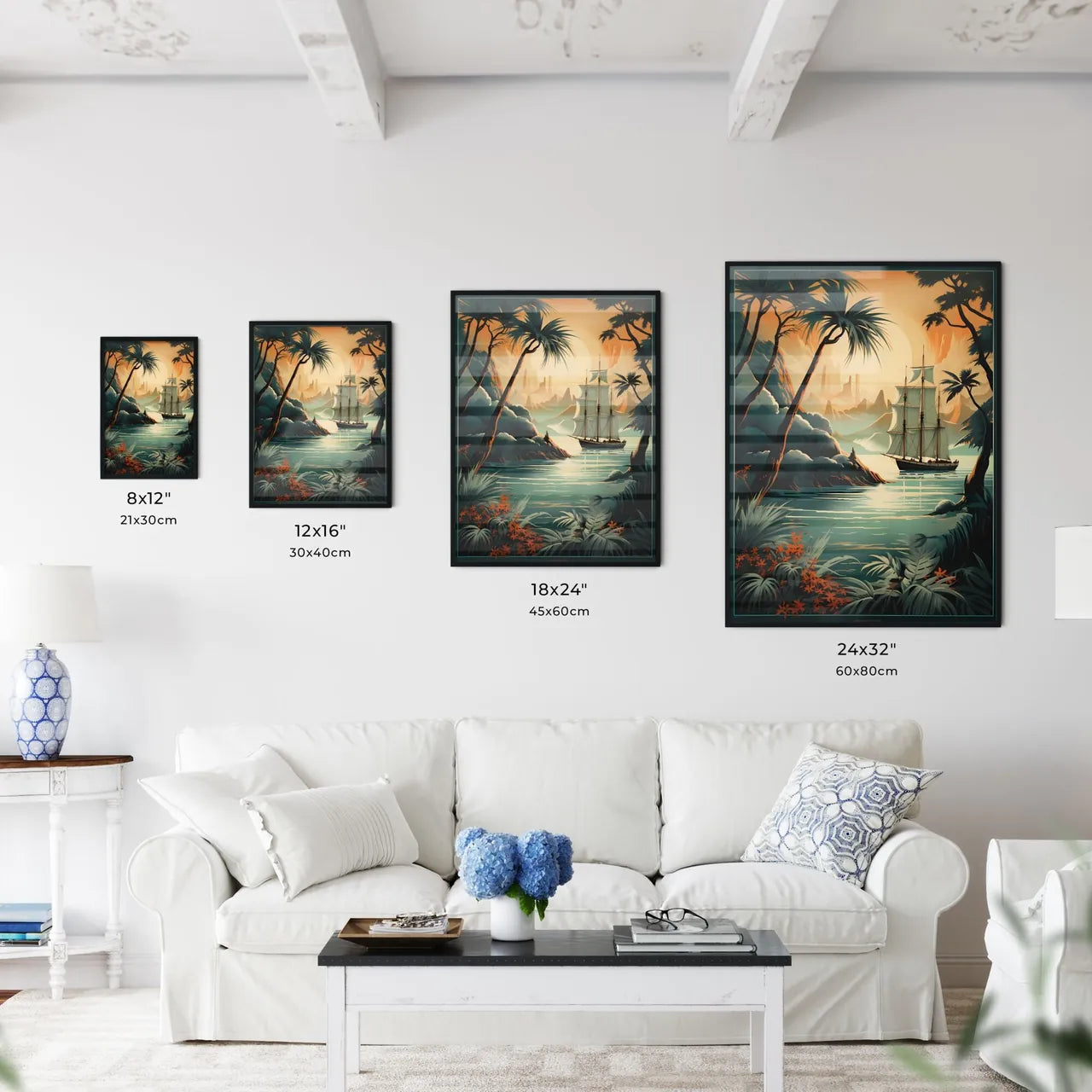 Poster Of A Sailboat In The Ocean Art Prin Wall Art