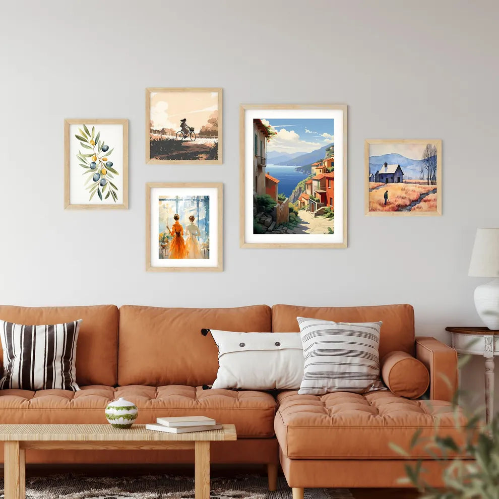 Painting Of A Village By The Water Art Print Custom Print