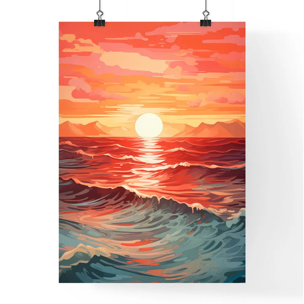 Sunset Over The Ocean Art Prin Poster
