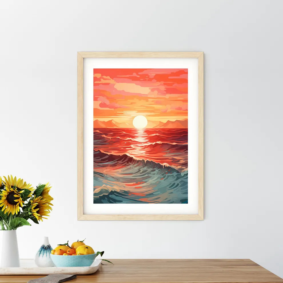 Sunset Over The Ocean Art Prin - Kitchen Hangings