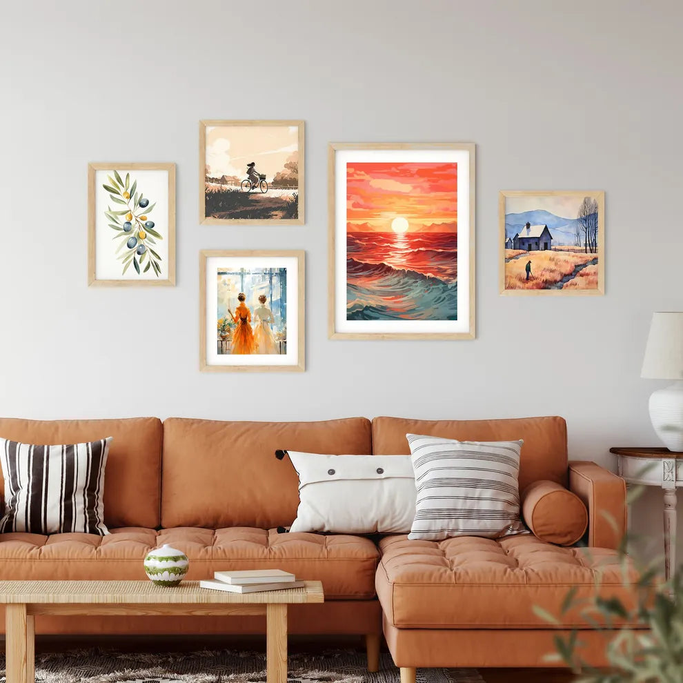 Sunset Over The Ocean Art Prin Framed Print