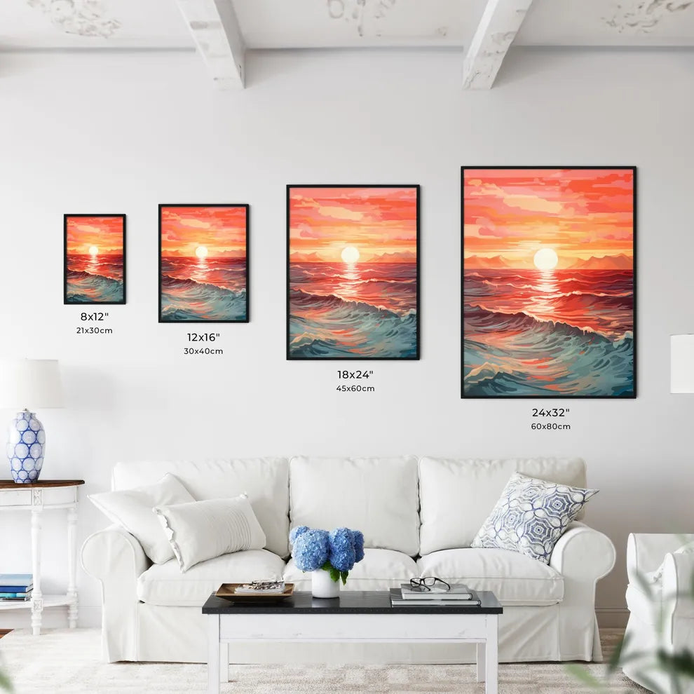 Sunset Over The Ocean Art Prin Wall Art