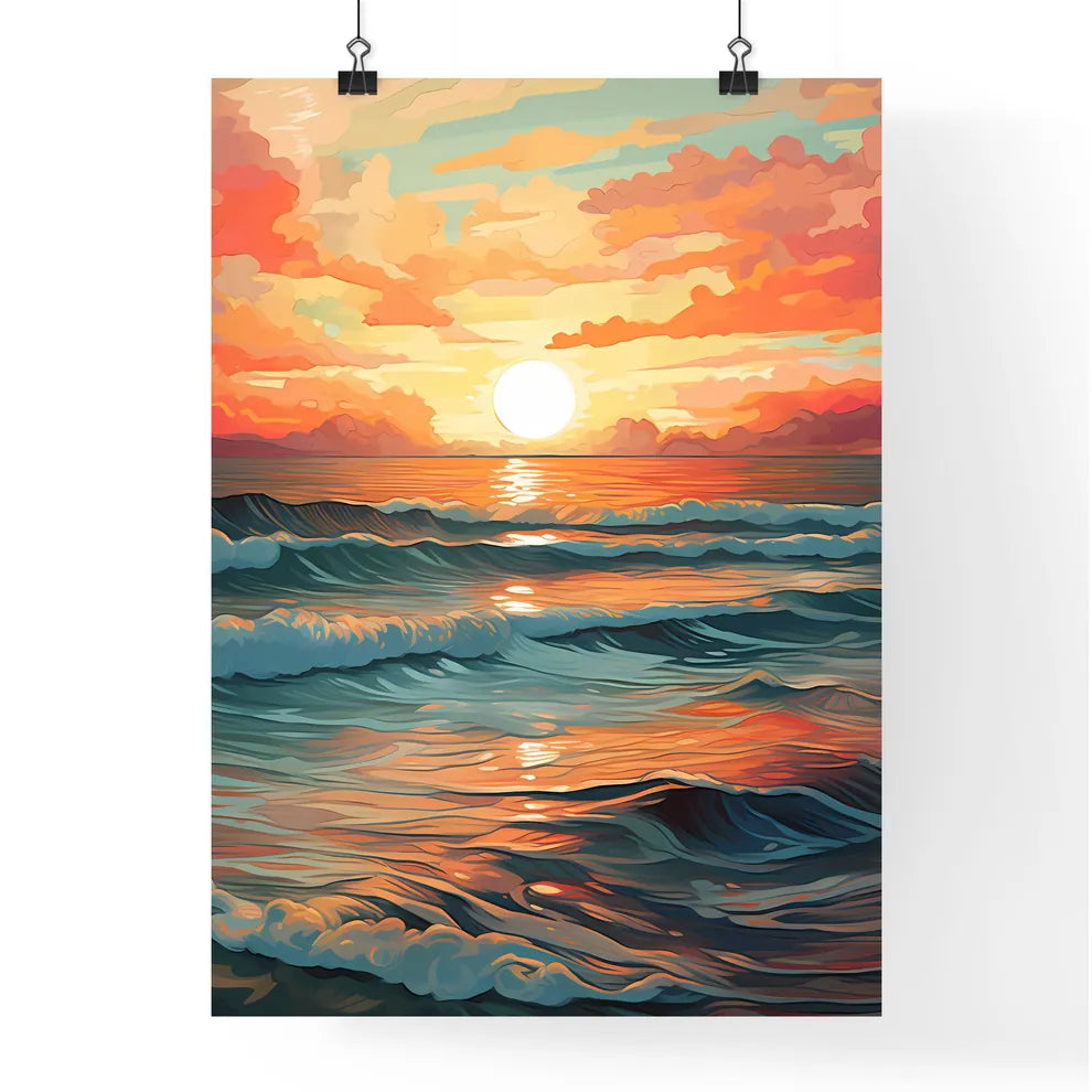 Sunset Over A Body Of Water Art Prin Poster