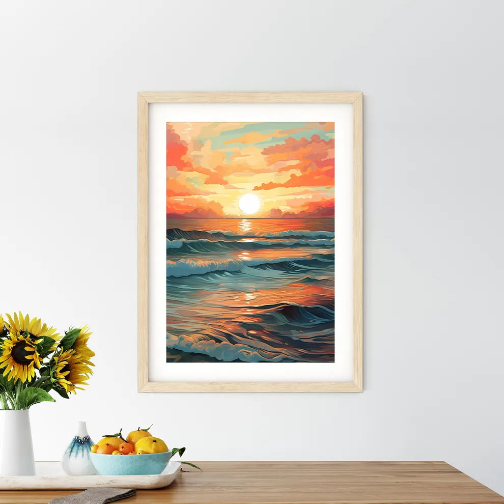 Sunset Over A Body Of Water Art Prin - Kitchen Hangings