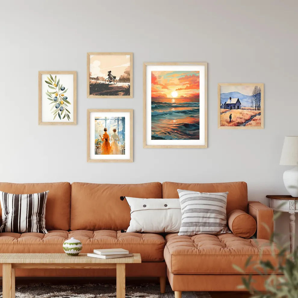 Sunset Over A Body Of Water Art Prin Framed Print