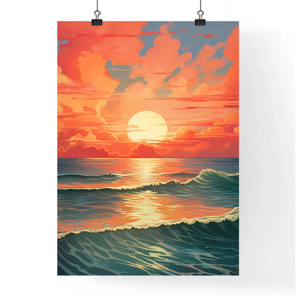 Sunset Over The Ocean Art Prin Poster