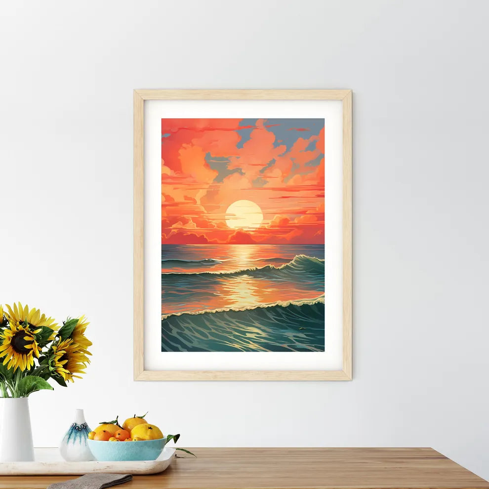 Sunset Over The Ocean Art Prin - Kitchen Hangings