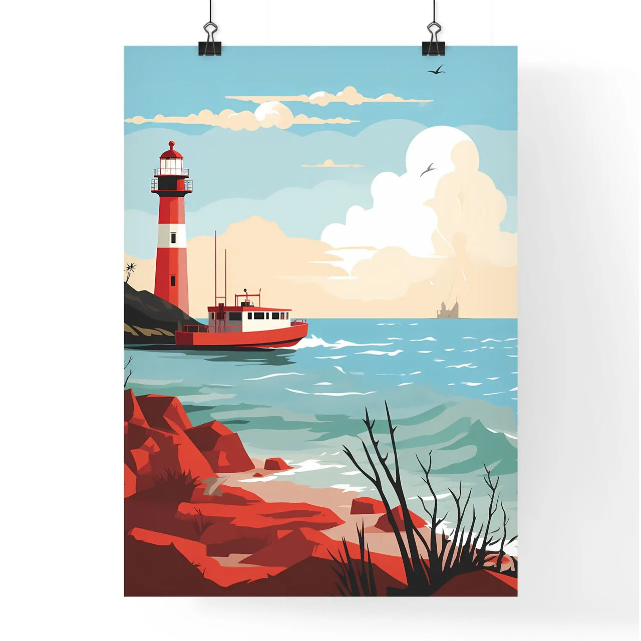 Lighthouse On The Water Art Prin Poster