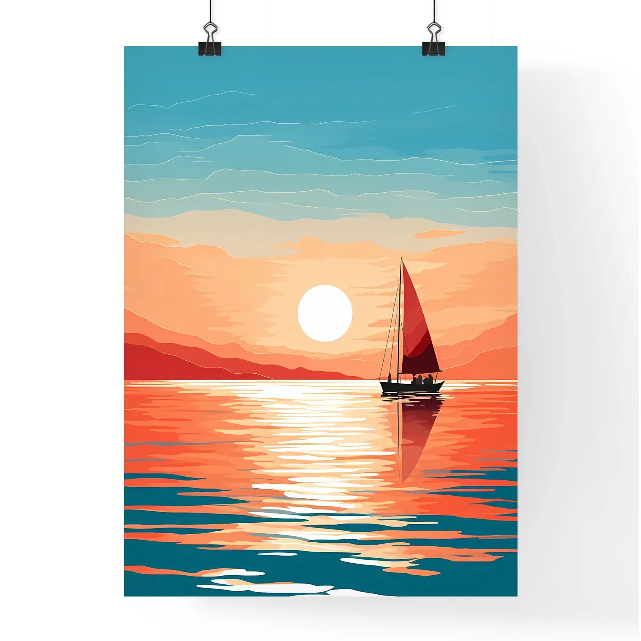 Sailboat On Water With Mountains In The Back Poster